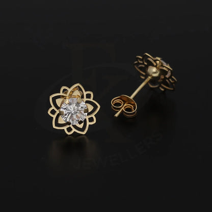 Gold Flower Shaped Solitaire Pendant Set (Necklace And Earrings) 18Kt - Fkjnklst18K5580 Sets