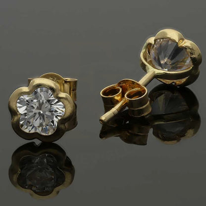 Gold Solitaire Stud Earrings 18Kt - Fkjern18K2753