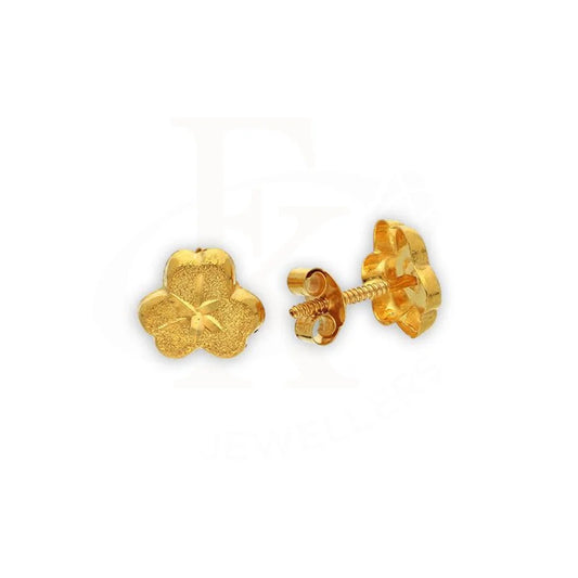 Gold Flower Shaped Stud Earrings 18Kt - Fkjern18K2303