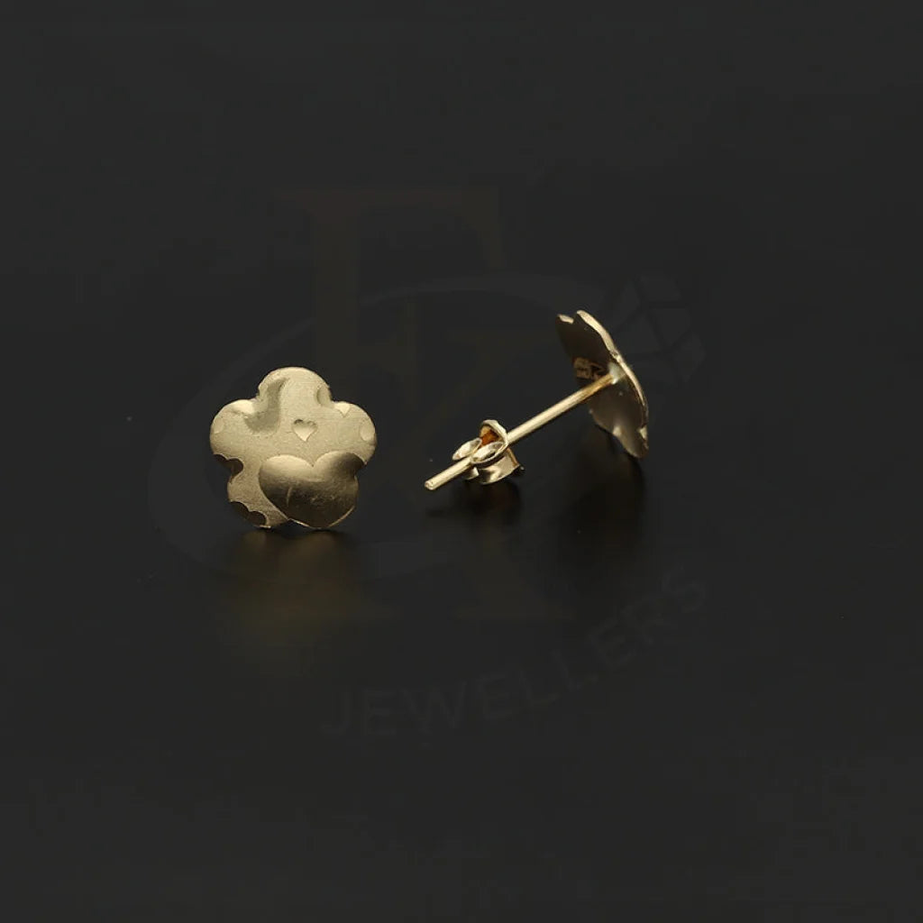 Gold Flower Shaped Stud Earrings 18Kt - Fkjern18K5118