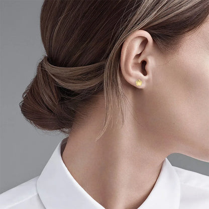 Gold Flower Shaped Stud Earrings 18Kt - Fkjern18K5118