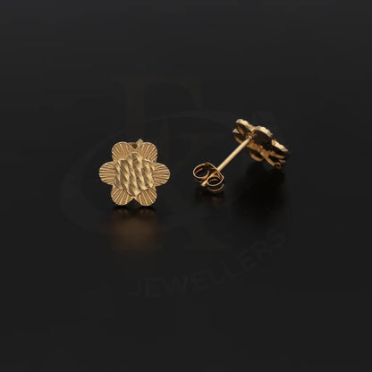 Gold Flower Shaped Stud Earrings 18Kt - Fkjern18K7348