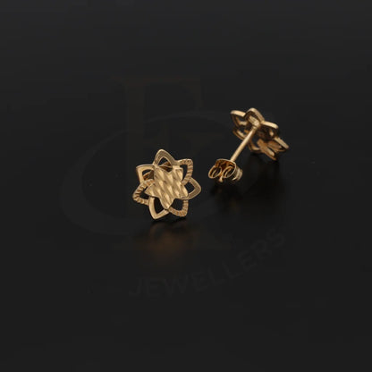 Gold Flower Shaped Stud Earrings 18Kt - Fkjern18K7349