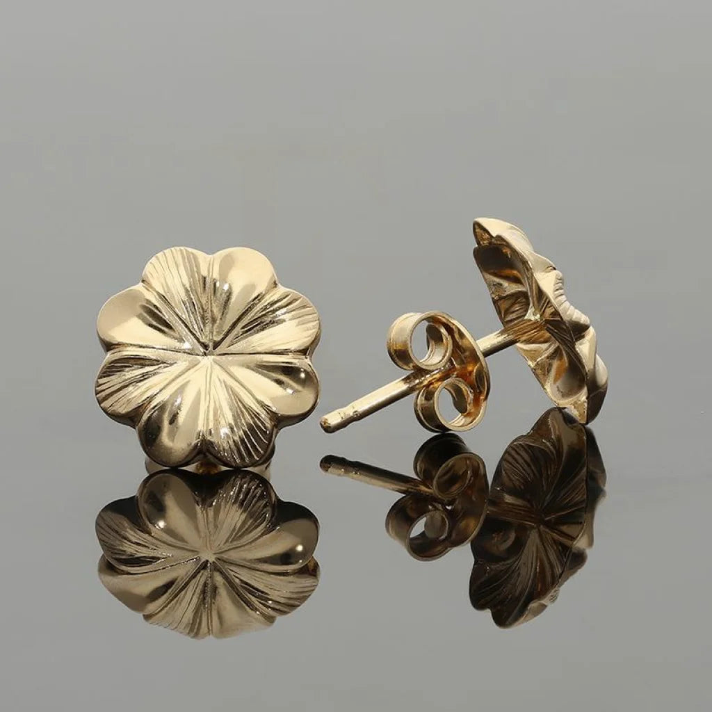 Gold Flower Stud Earrings 18Kt - Fkjern18K2204