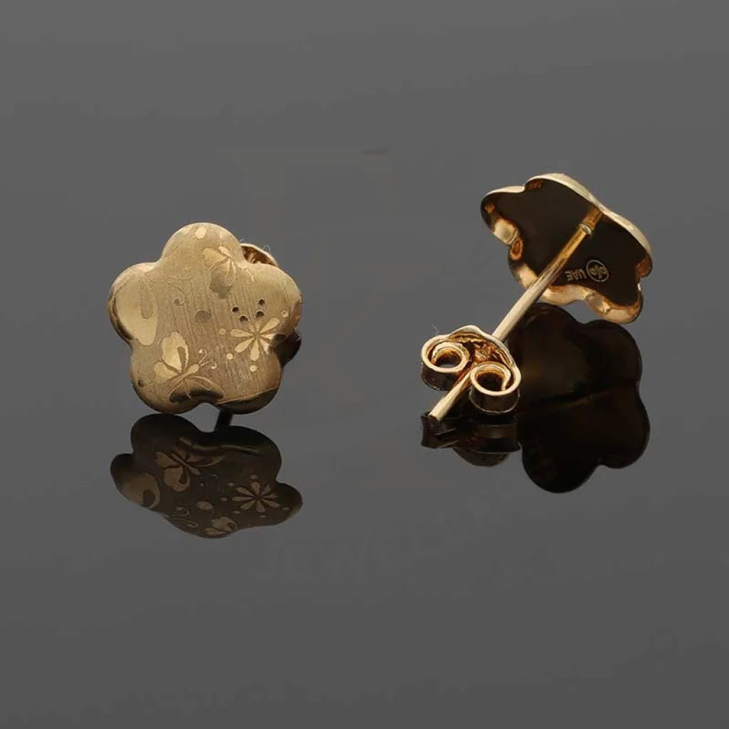 Gold Flower Stud Earrings 18Kt - Fkjern18K3086