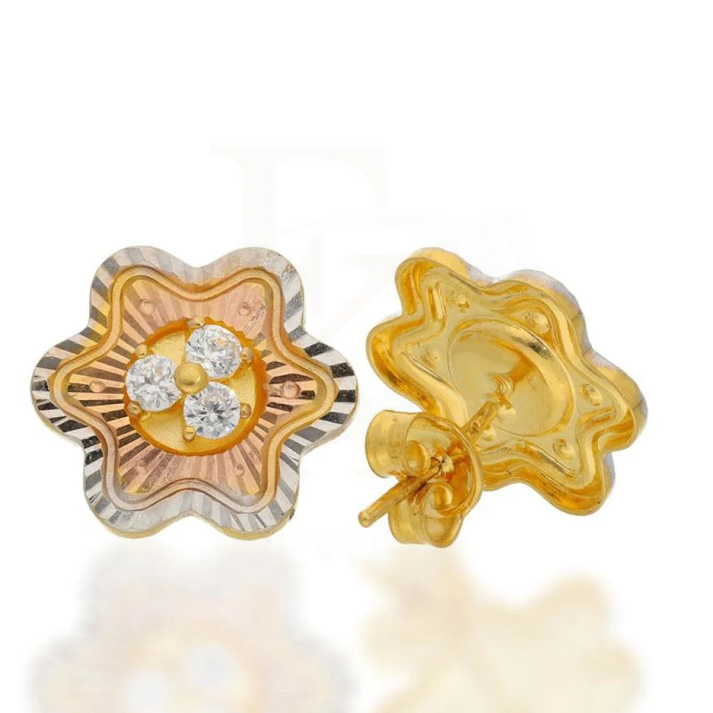 Gold Flower Stud Earrings 22Kt - Fkjern1725