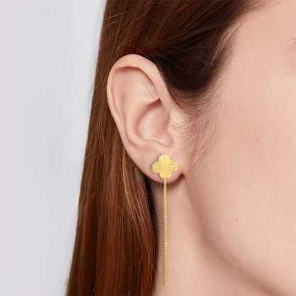 Gold Flower Tic-Tac Drop Earrings 22Kt - Fkjern22K5079