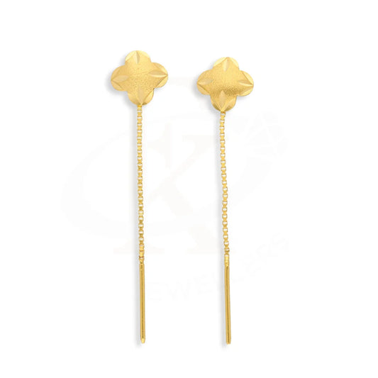 Gold Flower Tic-Tac Drop Earrings 22Kt - Fkjern22K5079