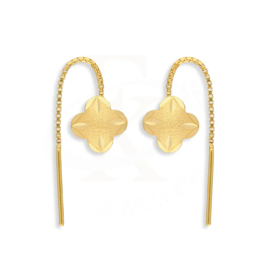 Gold Flower Tic-Tac Drop Earrings 22Kt - Fkjern22K5079