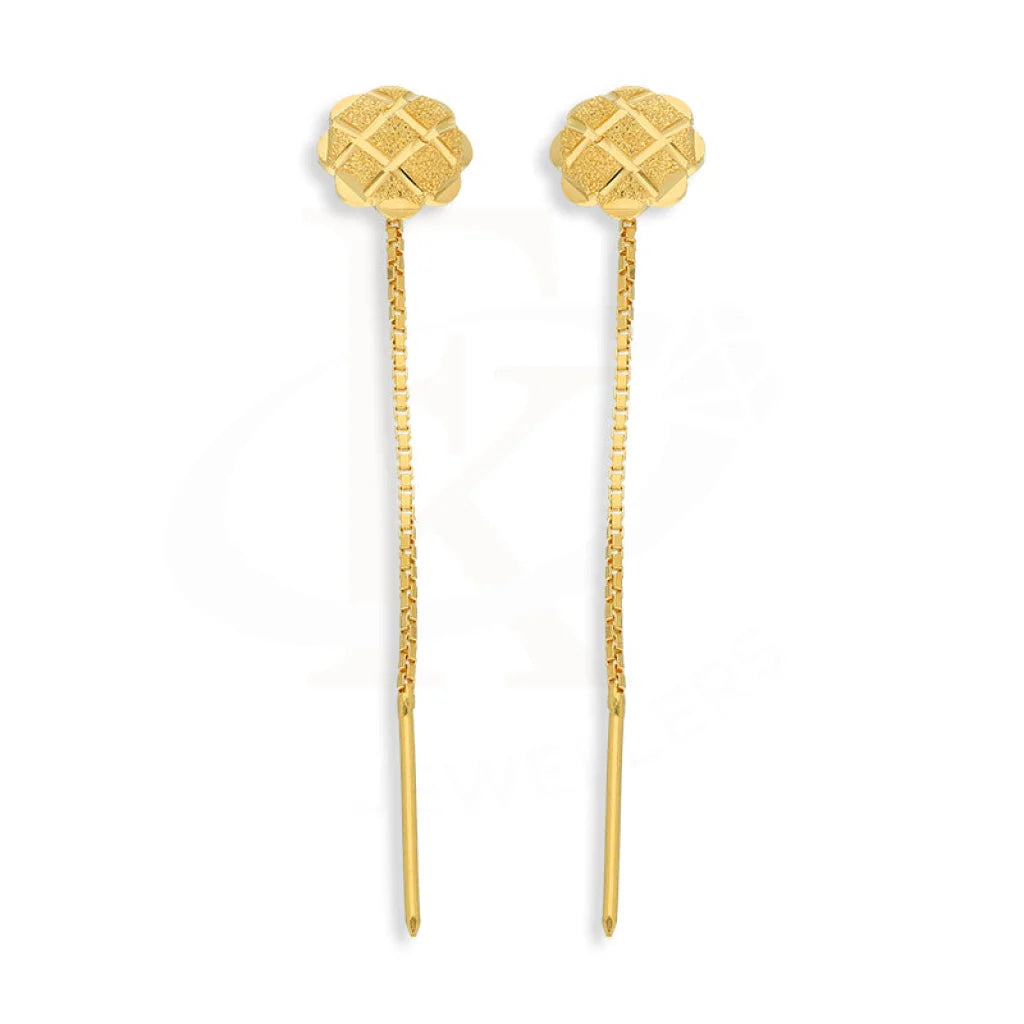 Gold Flower Tic-Tac Drop Earrings 22Kt - Fkjern22K5082