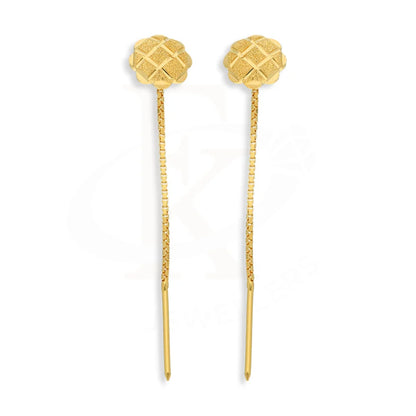 Gold Flower Tic-Tac Drop Earrings 22Kt - Fkjern22K5082