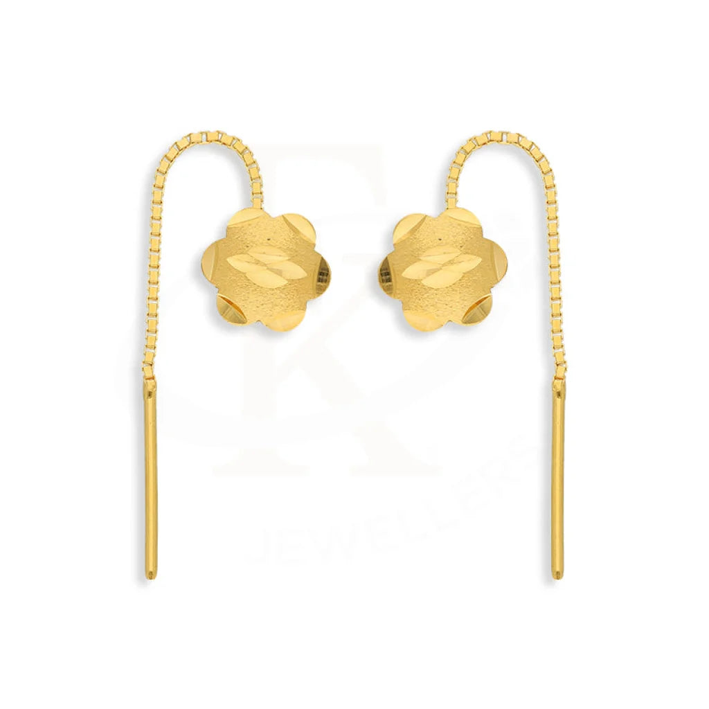 Gold Flower Tic-Tac Drop Earrings 22Kt - Fkjern22K5084