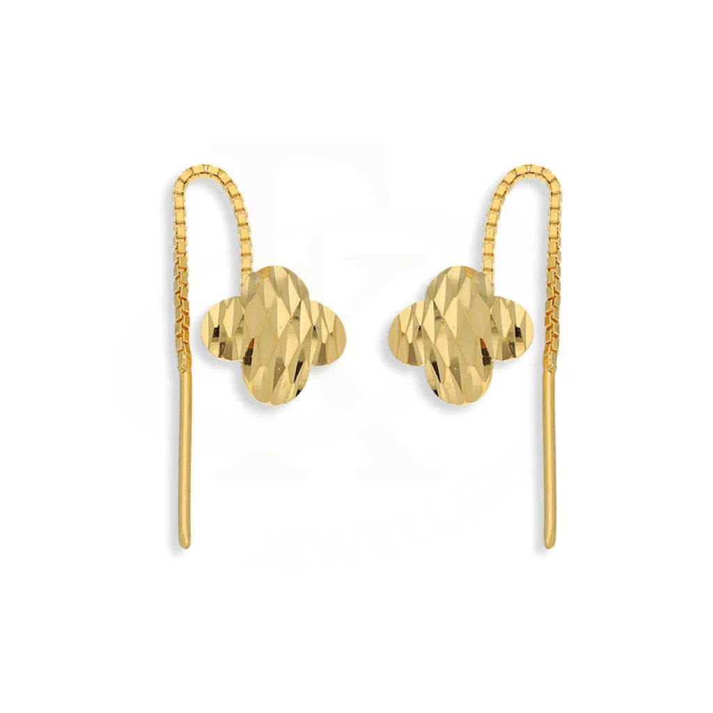 Gold Flower Tic-Tac Drop Earrings 22Kt - Fkjern22K5086