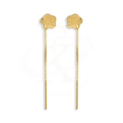 Gold Flower Tic-Tac Drop Earrings 22Kt - Fkjern22K5090
