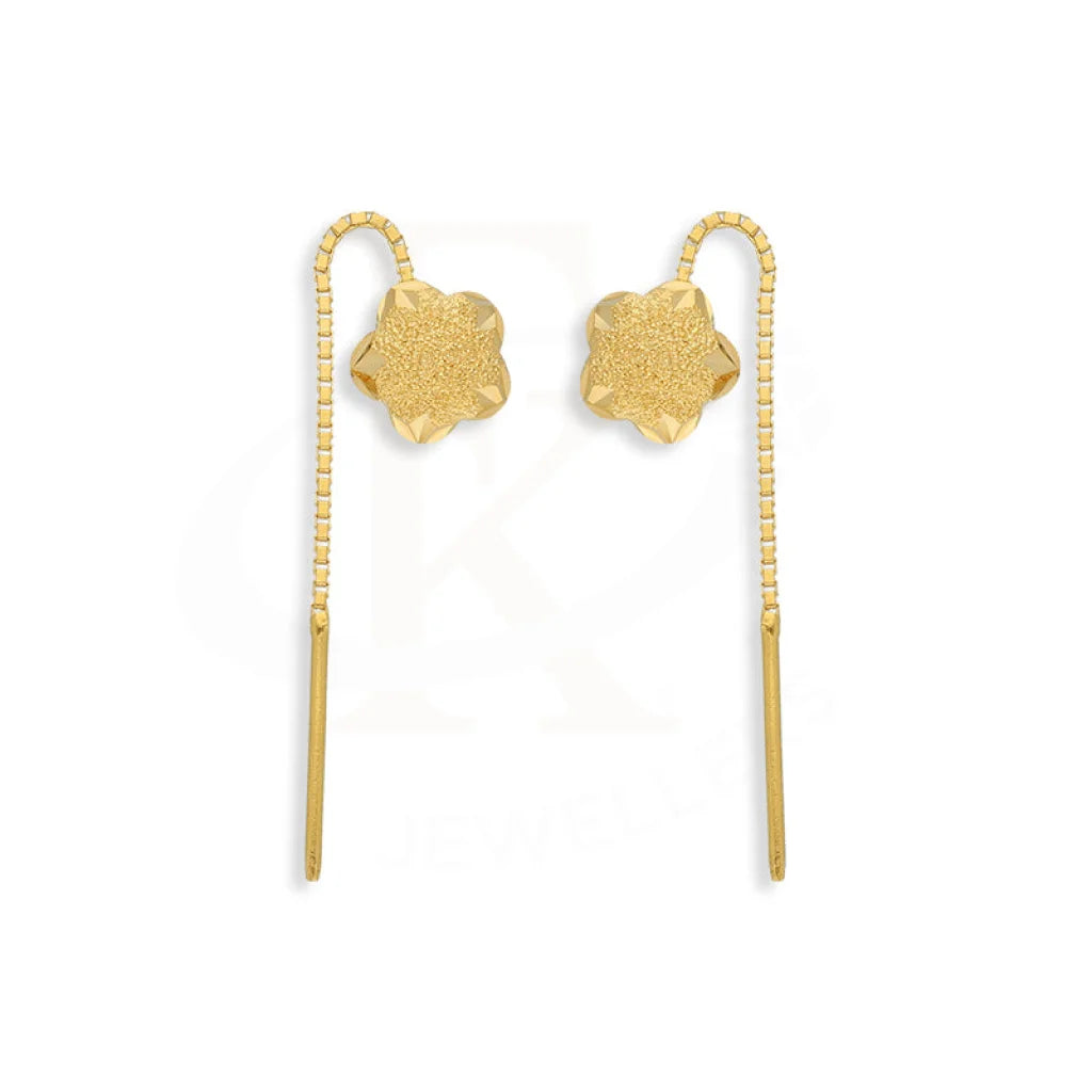 Gold Flower Tic-Tac Drop Earrings 22Kt - Fkjern22K5090