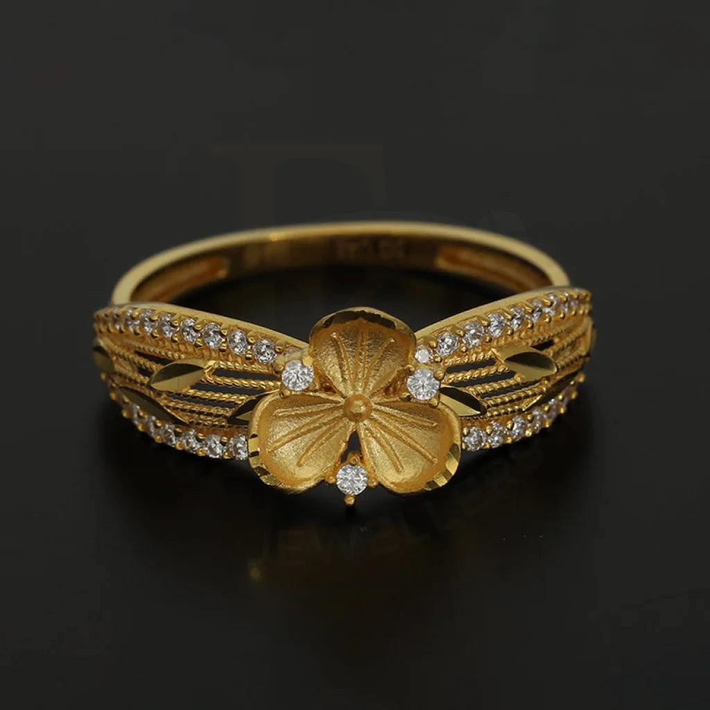 Gold Flowers Bangle With Ring 22Kt - Fkjbng22K5043 Bangles