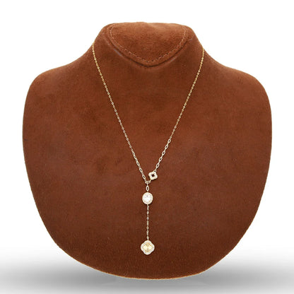 Gold Four Leaf Clover With Solitaire Necklace 18Kt - Fkjnkl18Km5355 Necklaces