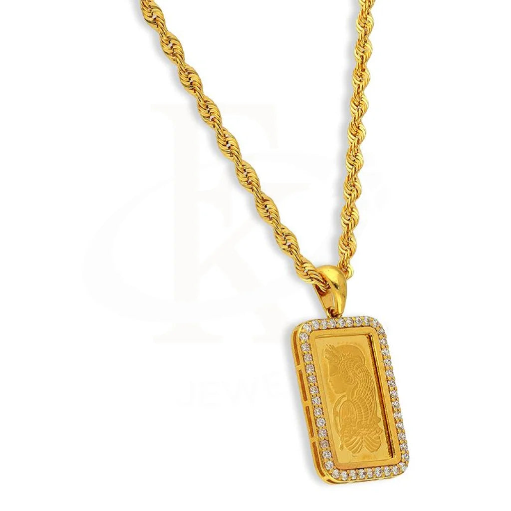 Gold Frame Necklace In 21Kt Without Bullion/bar - Fkjnkl21K2673 Necklaces