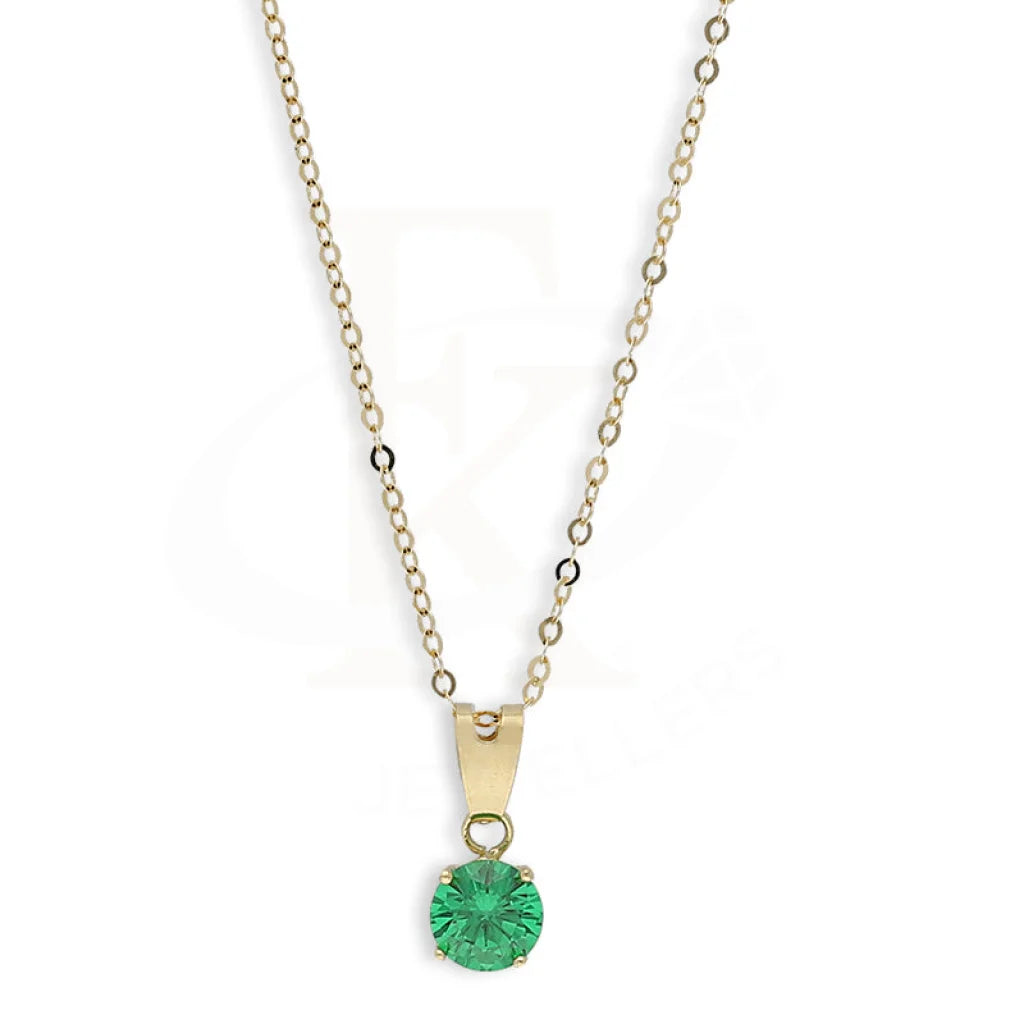 Gold Green Solitaire Pendant Set (Necklace And Earrings) 18Kt - Fkjnklst18K5555 Sets