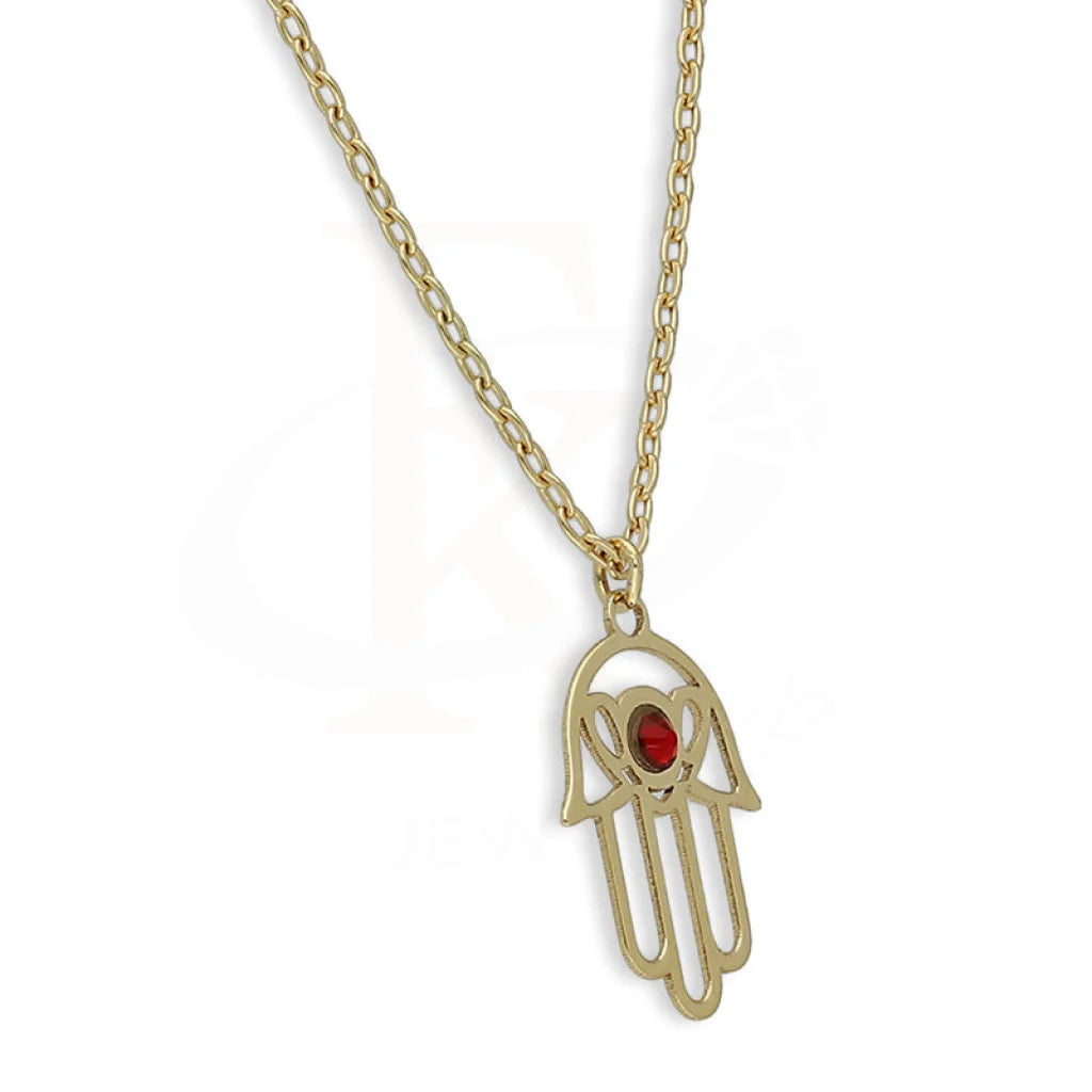 Gold Hamsa Hand Pendant Set (Necklace And Bracelet) 18Kt - Fkjnklst18K5283 Sets