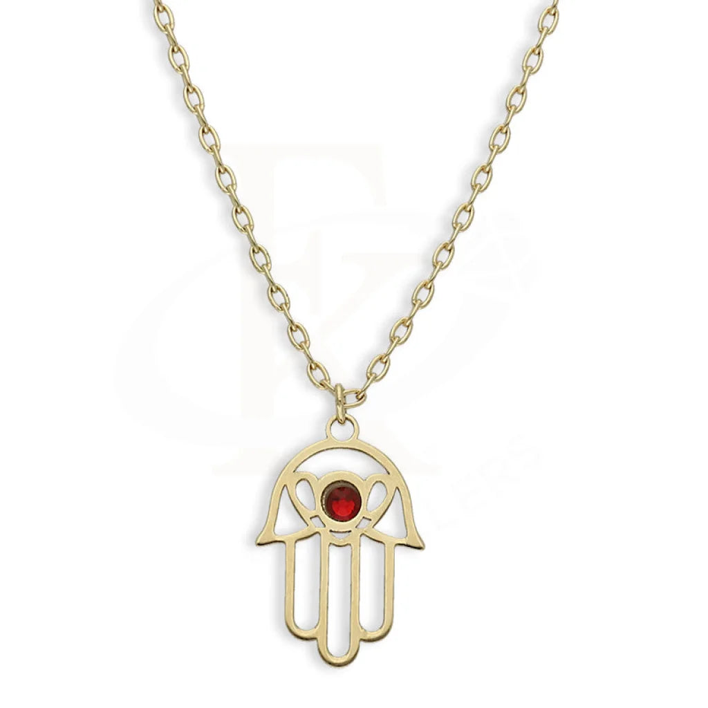 Gold Hamsa Hand Pendant Set (Necklace And Bracelet) 18Kt - Fkjnklst18K5283 Sets