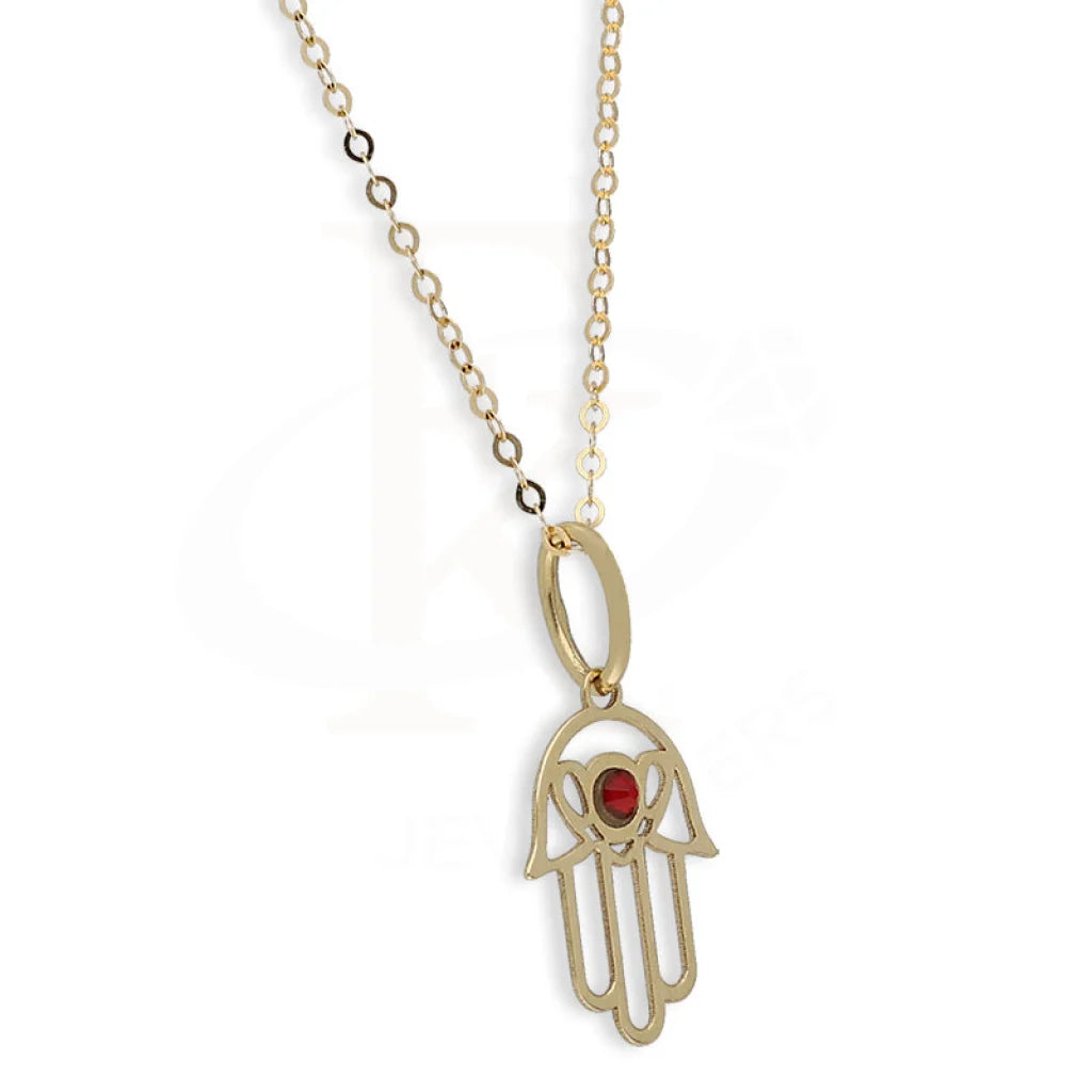 Gold Hamsa Hand Pendant Set (Necklace And Earrings) 18Kt - Fkjnklst18K5585 Sets