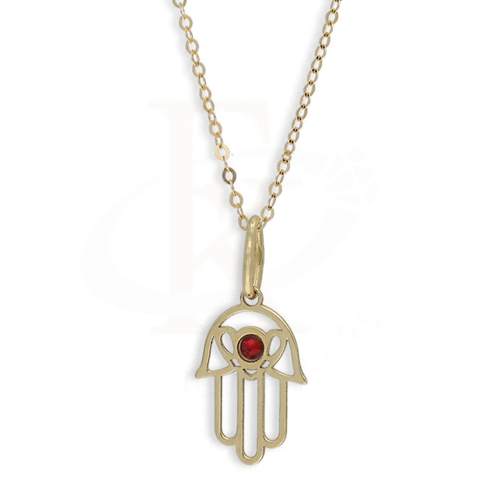 Gold Hamsa Hand Pendant Set (Necklace And Earrings) 18Kt - Fkjnklst18K5585 Sets