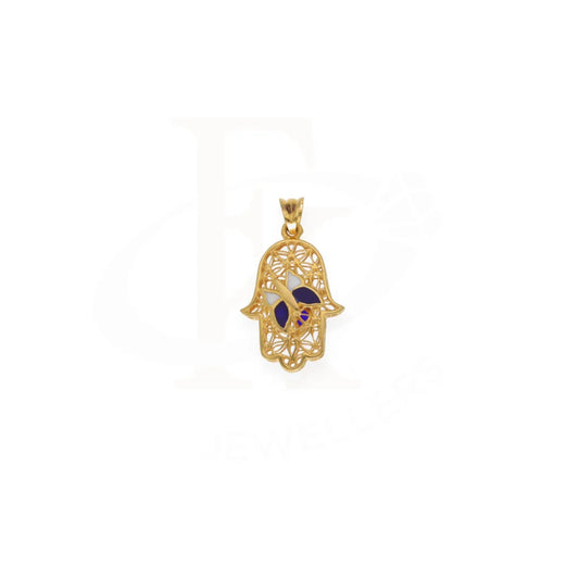 Gold Hamsa Pendant With Butterfly 21Kt - Fkjpnd21K7588 Pendants