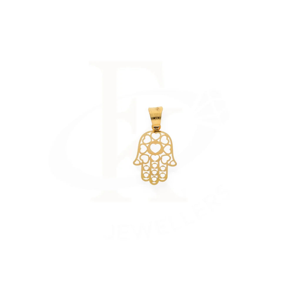 Gold Hamsa Pendant With Heart Shaped 21Kt - Fkjpnd21K7587 Pendants