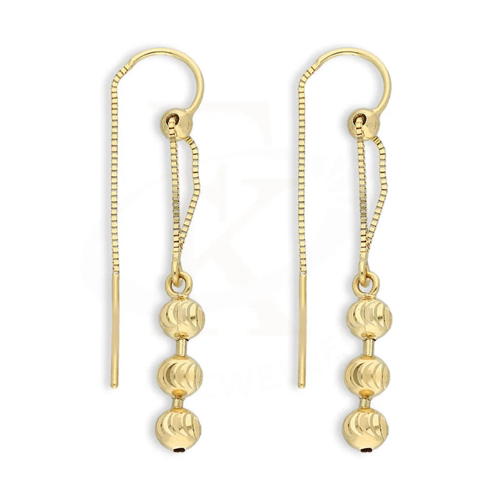 Gold Hanging Balls Drop Earrings 18Kt - Fkjern18K5233