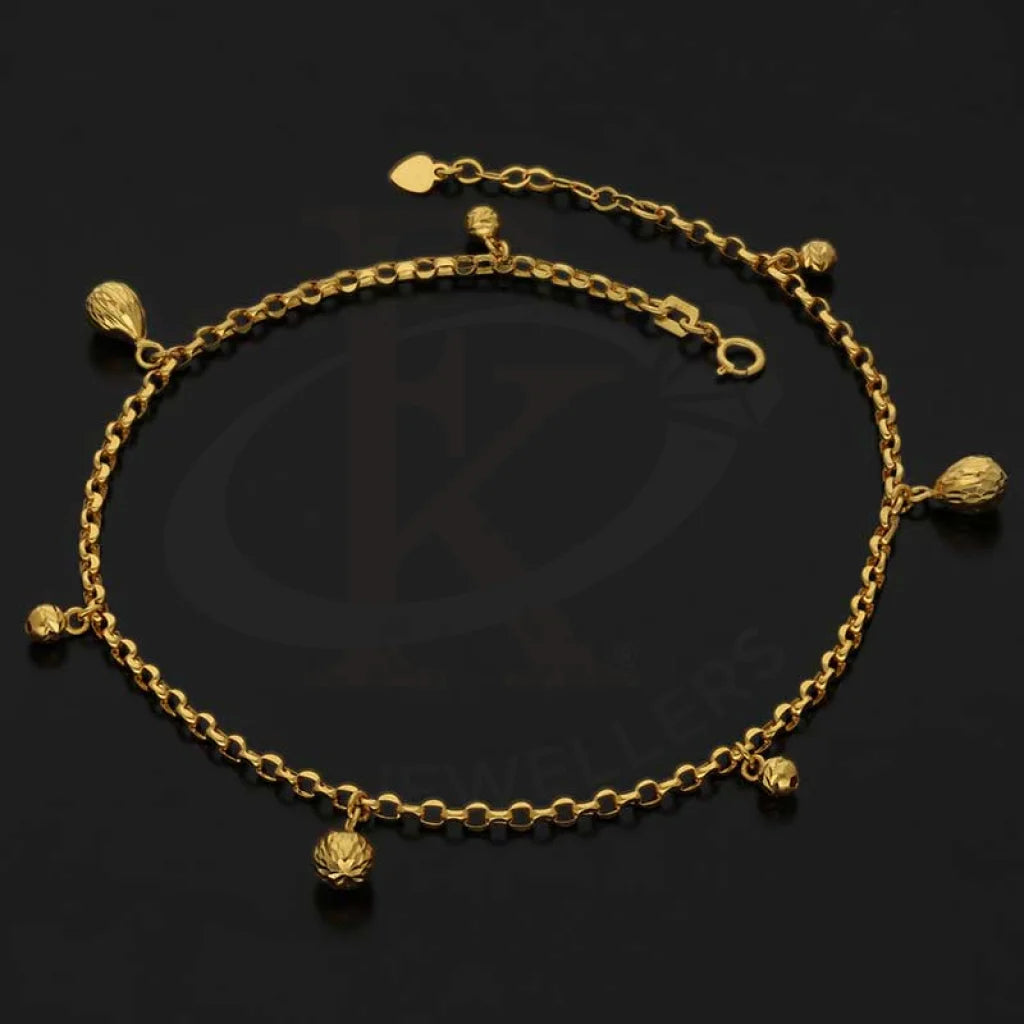 Gold Hanging Charms Anklet 22Kt - Fkjankl22K2043 Anklets