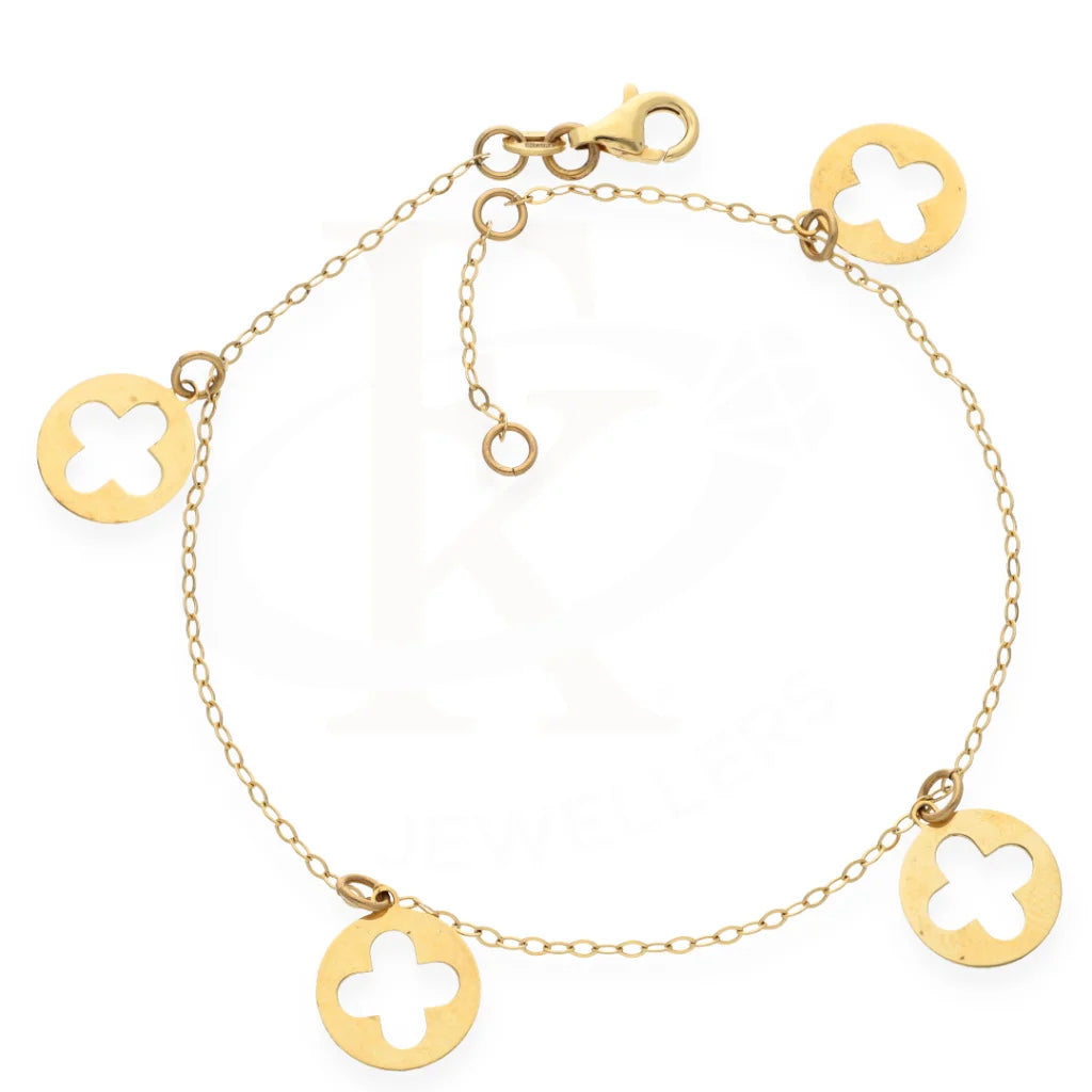 Gold Hanging Cross In Circle Shaped Anklet 18Kt - Fkjankl18K7867 Anklets