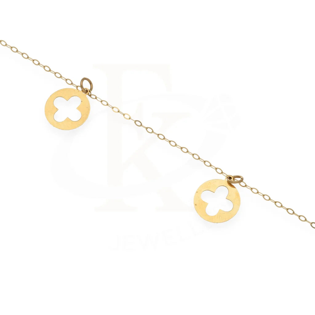 Gold Hanging Cross In Circle Shaped Anklet 18Kt - Fkjankl18K7867 Anklets