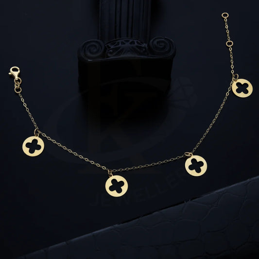 Gold Hanging Cross In Circle Shaped Anklet 18Kt - Fkjankl18K7867 Anklets