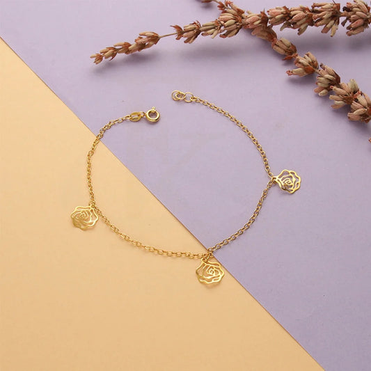 Gold Hanging Flowers Bracelet 21Kt - Fkjbrl21Km5021 Bracelets