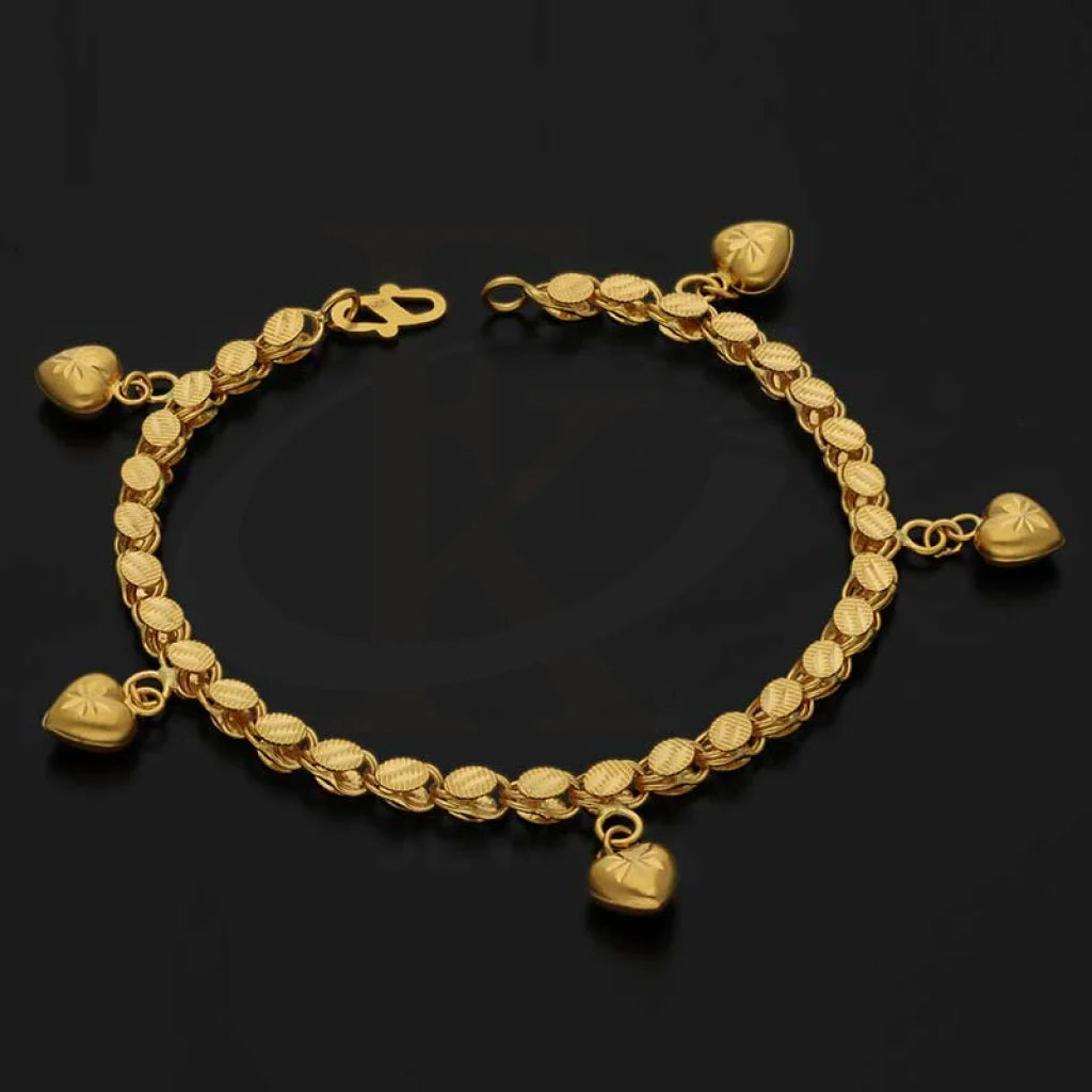 Gold Hanging Hearts Bracelet 22Kt - Fkjbrl22K3017 Bracelets