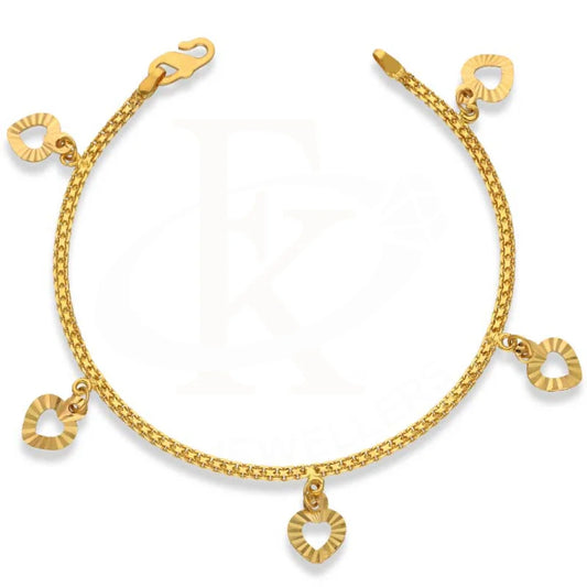 Gold Hanging Hearts Bracelet 22Kt - Fkjbrl22K3022 Bracelets