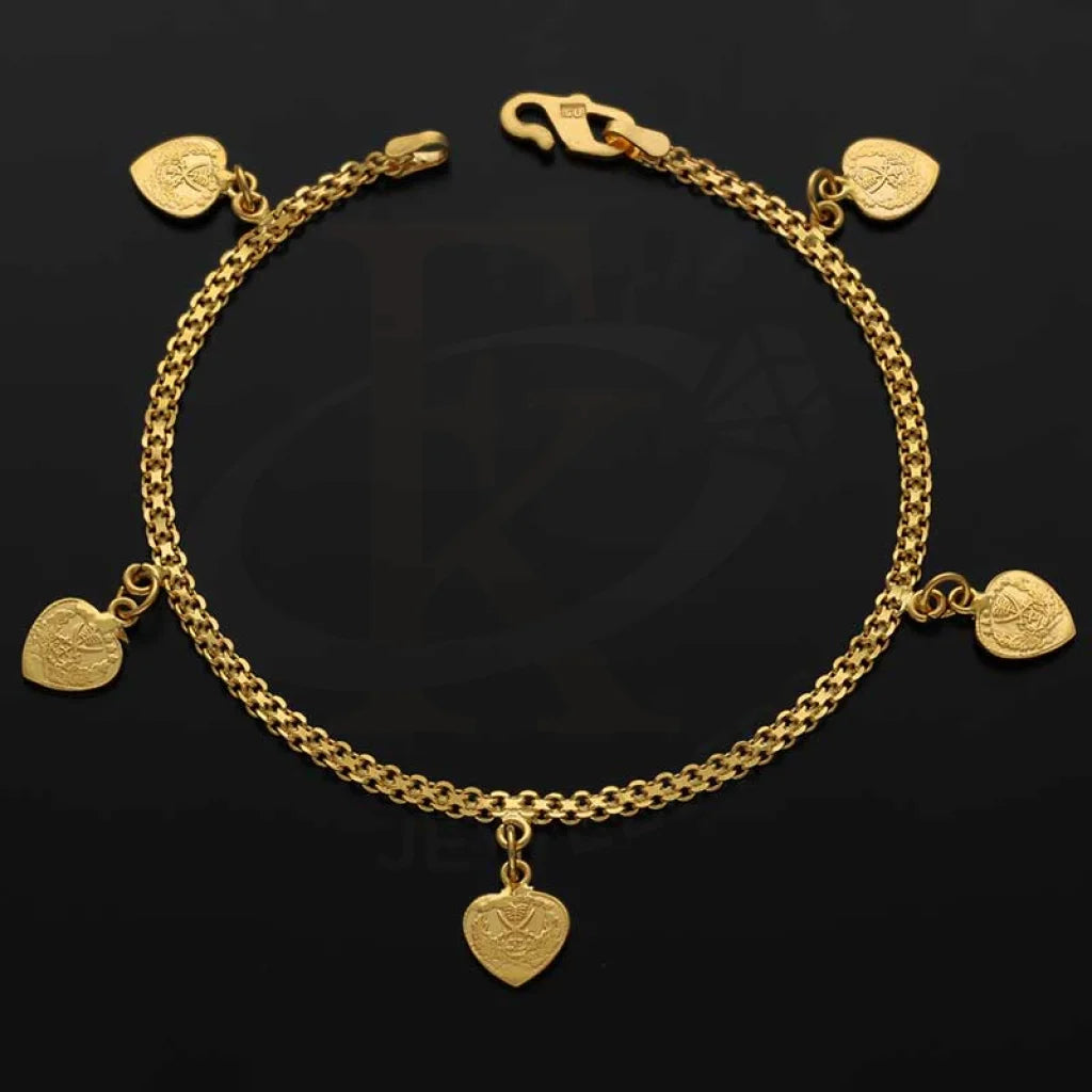 Gold Hanging Hearts Bracelet 22Kt - Fkjbrl22K3023 Bracelets