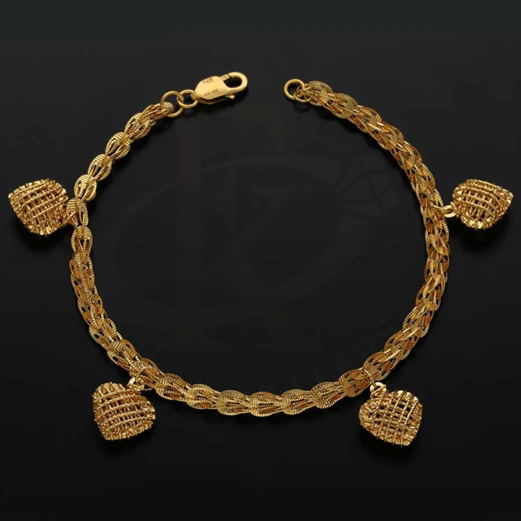 Gold Hanging Hearts Cage Bracelet 22Kt - Fkjbrl22K3027 Bracelets