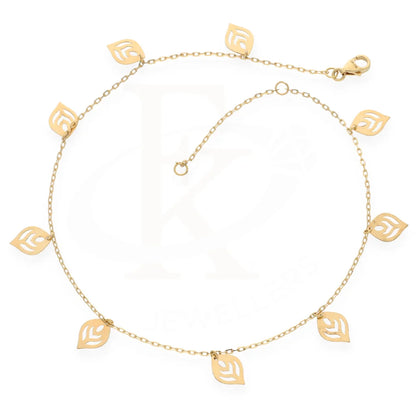 Gold Hanging Leaf Shaped Anklet 18Kt - Fkjankl18K7865 Anklets