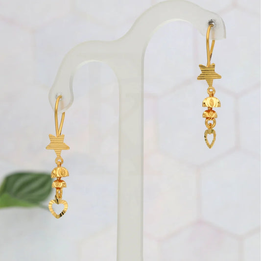 Gold Hanging Open Heart Earring 21Kt - Fkjern21Km8440 Earrings