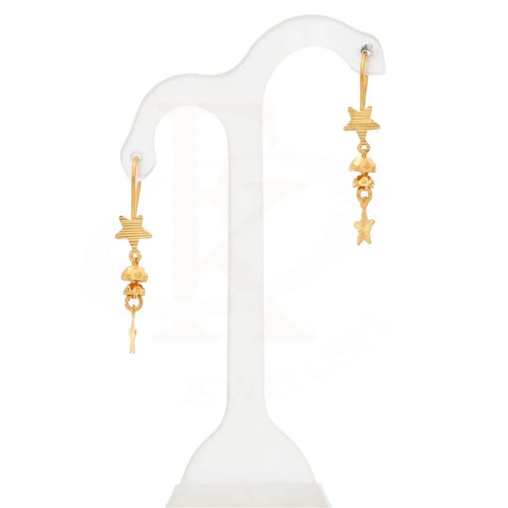 Gold Hanging Tone Star Earrings 21Kt - Fkjern21Km8444