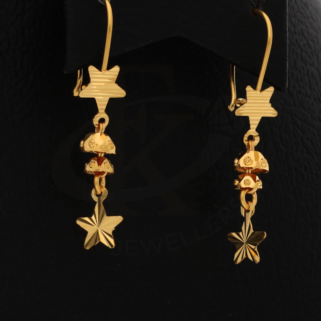 Gold Hanging Tone Star Earrings 21Kt - Fkjern21Km8444