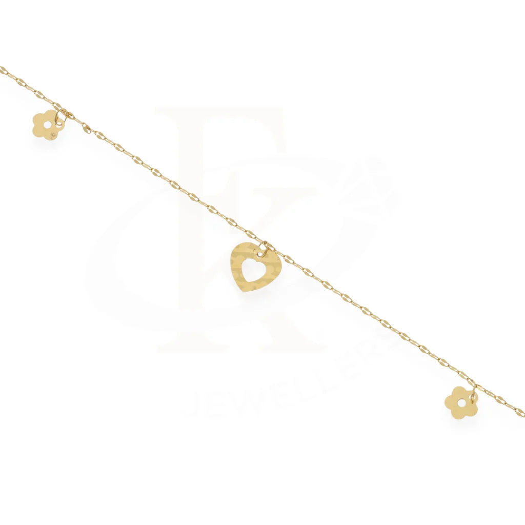 Gold Heart And Flower Shaped Anklet 18Kt - Fkjankl18K7857 Anklets