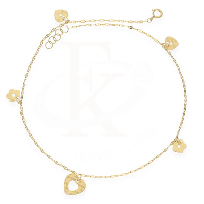 Gold Heart And Flower Shaped Anklet 18Kt - Fkjankl18K7857 Anklets