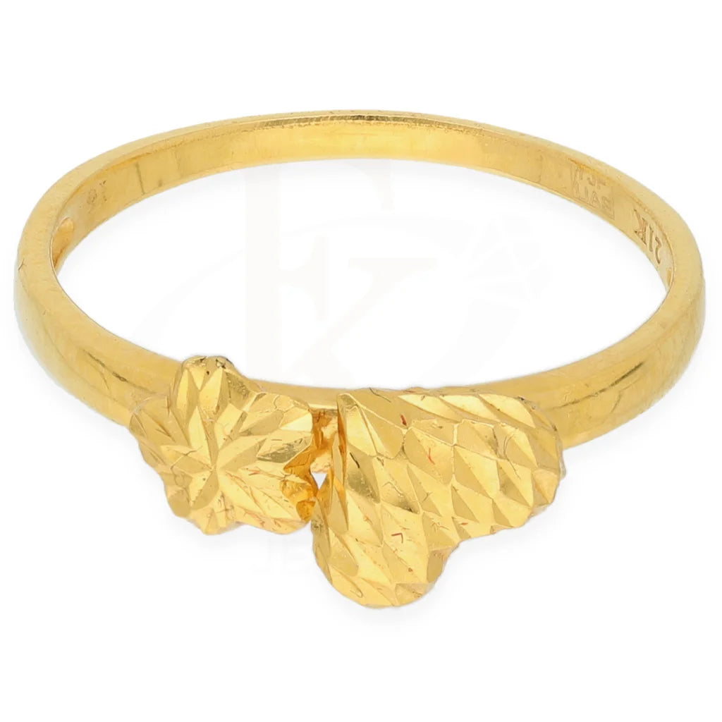 Gold Heart And Flower Shaped Ring 21Kt - Fkjrn21K7302 Rings