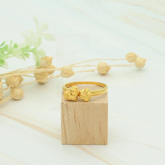 Gold Heart And Flower Shaped Ring 21Kt - Fkjrn21K7302 Rings