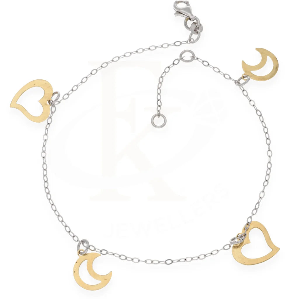 Gold Heart And Noon Shaped Anklet 18Kt - Fkjankl18K7859 Anklets