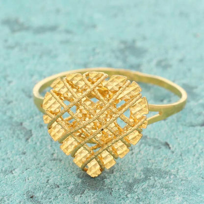 Gold Heart Cage Ring 22Kt - Fkjrn22K3734 Rings