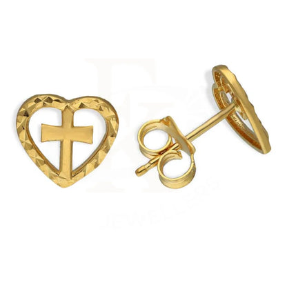 Gold Heart Cross Stud Earrings 18Kt - Fkjern18K2800